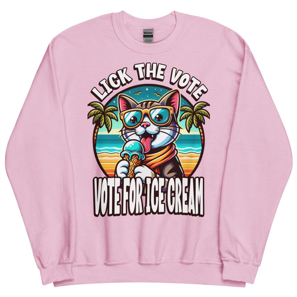 Lick The Vote Ice Cream Cat Sweatshirt - Pink Color - https://ascensionemporium.net